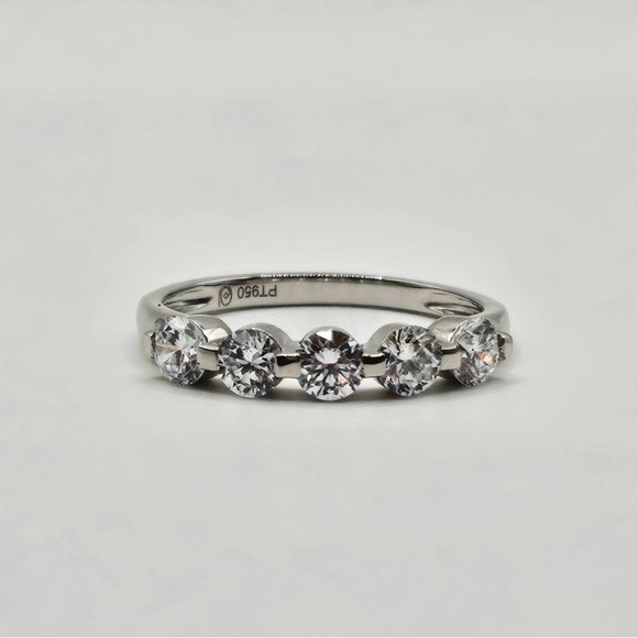 Jewelry - 1.00 CT 950 Platinum Brilliant Round Five Stones VS2 Lab Diamond Ring Band